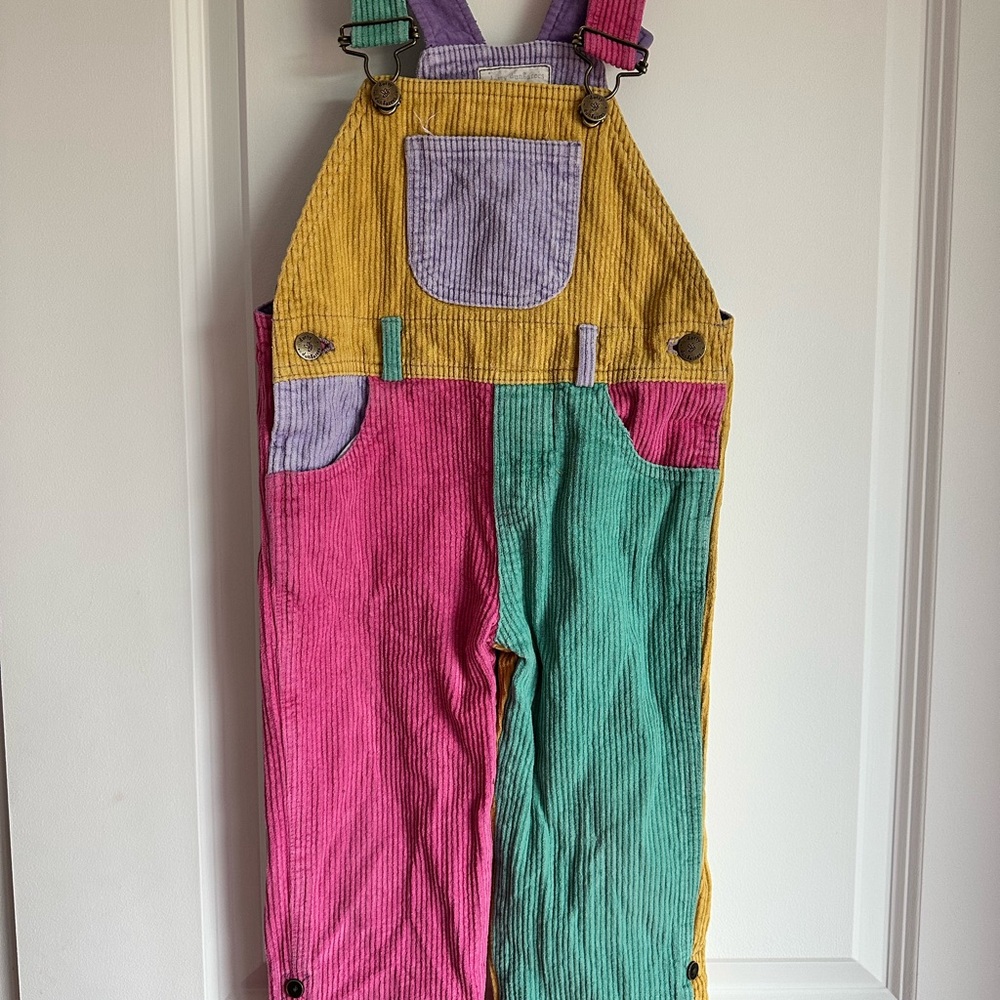 Patchwork Chunky Cord Dungarees – Bright Colors, Size 2-3Y SOLD OUT